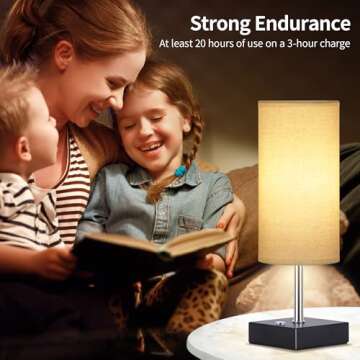 AVV Cordless Table Lamp, Battery Operated Lamp for Night Stand, 3 Modes Battery Powered Wireless Table Lamp, Touch Control Rechargeable Lamp for Bedroom, Living Room, Reading Room, 12 Inch Beige