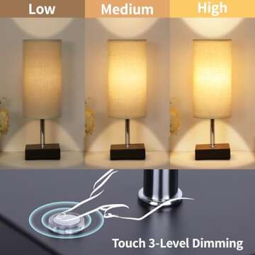 AVV Cordless Table Lamp, Battery Operated Lamp for Night Stand, 3 Modes Battery Powered Wireless Table Lamp, Touch Control Rechargeable Lamp for Bedroom, Living Room, Reading Room, 12 Inch Beige