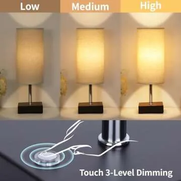 AVV Cordless Table Lamp, Battery Operated Lamp for Night Stand, 3 Modes Battery Powered Wireless Table Lamp, Touch Control Rechargeable Lamp for Bedroom, Living Room, Reading Room, 12 Inch Beige