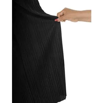 MBJ WB1794 Womens Pleated Wide Leg Pants with Elastic Waist Band-Made in USA L Black