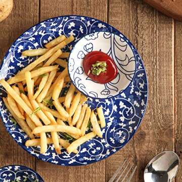 Selamica Ceramic Dipping Bowls, 2.5oz Mini Bowls Soy Sauce Dish, Dip Bowls, Appetizer Side Dishes for Sushi,Sauce, Party, Pinch Bowls Pack of 6 (Vintage Blue)