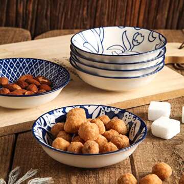 Selamica Ceramic Dipping Bowls, 2.5oz Mini Bowls Soy Sauce Dish, Dip Bowls, Appetizer Side Dishes for Sushi,Sauce, Party, Pinch Bowls Pack of 6 (Vintage Blue)