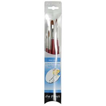 da Vinci Watercolor Series - CosmoTop Spin Brush Set 5231-4 Brush Set - Multi-Diameter Synthetic Fibers - Contains Series 5580 Round Sizes 0 & 6, 5880 Bright Size 10 and 5584 Cats Tongue Size 8