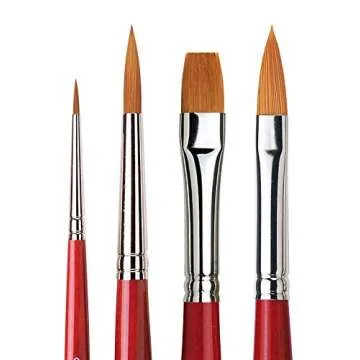 da Vinci Watercolor Series - CosmoTop Spin Brush Set 5231-4 Brush Set - Multi-Diameter Synthetic Fibers - Contains Series 5580 Round Sizes 0 & 6, 5880 Bright Size 10 and 5584 Cats Tongue Size 8