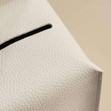 OLETHA Square Tissue Box Cover - Aesthetic Desk Decor for Room, Home & Office - Tissues Cube Boxes Holder - White