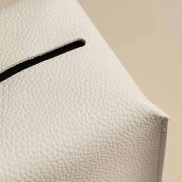 OLETHA Square Tissue Box Cover - Aesthetic Desk Decor for Room, Home & Office - Tissues Cube Boxes Holder - White