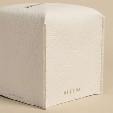 OLETHA Square Tissue Box Cover - Aesthetic Desk Decor for Room, Home & Office - Tissues Cube Boxes Holder - White