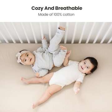 Konssy Muslin Crib Sheets for Girl Boy, 2 PCS Soft and Breathable Cotton Baby Sheets for Standard Cr...