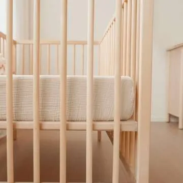 Konssy Muslin Crib Sheets for Girl Boy, 2 PCS Soft and Breathable Cotton Baby Sheets for Standard Crib Mattress, 52"x 28" (Pink, Cream)