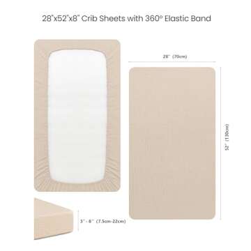 Konssy Muslin Crib Sheets for Girl Boy, 2 PCS Soft and Breathable Cotton Baby Sheets for Standard Crib Mattress, 52"x 28" (Pink, Cream)