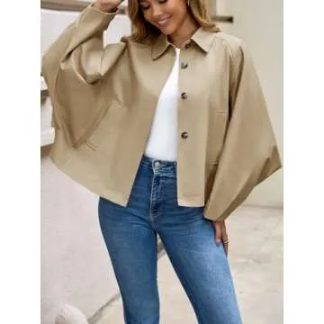 Cicy Bell Womens Cropped Trench Coat for Casual Wear