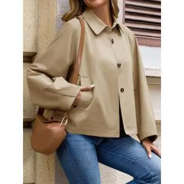 Cicy Bell Womens Cropped Trench Coat for Casual Wear
