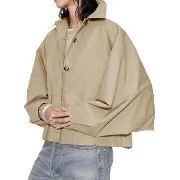 Cicy Bell Womens Cropped Trench Coat for Casual Wear