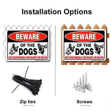 Beware of Dog Sign, 2 Pack 10"x 7" Rust Free .40 Aluminum, UV Printed- Professional Graphics- Easy to Mount- Indoor Or Outdoor Use- Beware of Dog Warning Signs for Home and Business