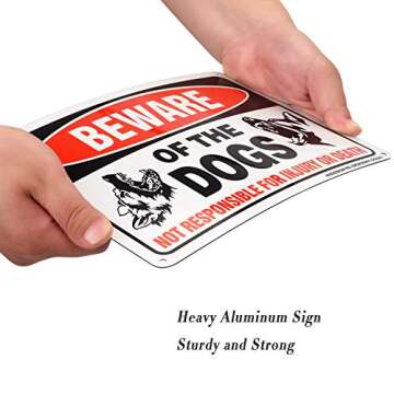 Beware of Dog Sign, 2 Pack 10"x 7" Rust Free .40 Aluminum, UV Printed- Professional Graphics- Easy to Mount- Indoor Or Outdoor Use- Beware of Dog Warning Signs for Home and Business