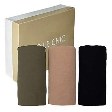 Voile Chic Hijab Luxury Chiffon Wrap Head Scarf Gift Set - Natural (3 Luxury Chiffon Scarf Wraps)