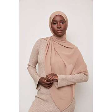 Voile Chic Hijab Luxury Chiffon Wrap Head Scarf Gift Set - Natural (3 Luxury Chiffon Scarf Wraps)