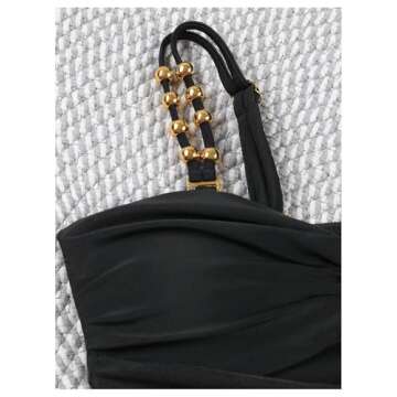 Verdusa Women's Cut Out Colorblock One Piece Swimsuit Ruched Swimwear Bathing Suit