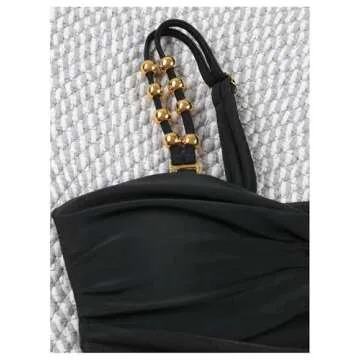 Verdusa Women's Cut Out Colorblock One Piece Swimsuit Ruched Swimwear Bathing Suit