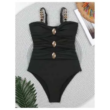 Verdusa Women's Cut Out Colorblock One Piece Swimsuit Ruched Swimwear Bathing Suit