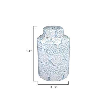 Blue & White Decorative Ginger Jar with Lid