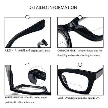 REAVEE 3 Pack Bifocal Reading Glasses for Women, Multifocal Oprah Style Trendy Cute Square Readers with Spring Hinge (Black/Leopard/Grey Leopard 1.5)