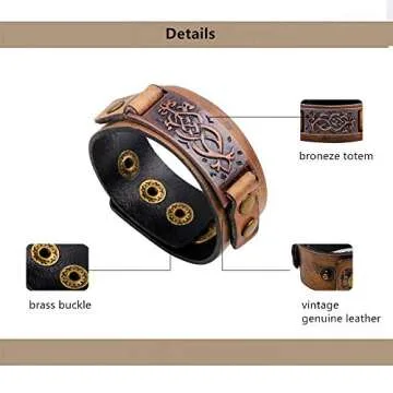 Dara Celtic Knot Viking Bracelet - Adjustable Leather Jewelry