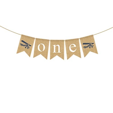 Adorable Jute Burlap Airplane Theme Banner for 1st Birthday Party Decoration