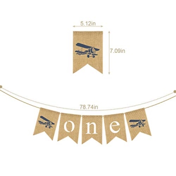 Jute Burlap Airplane Theme Birthday Banner for Boys