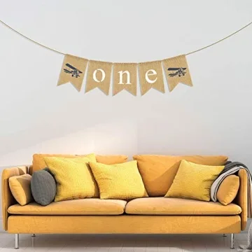 Jute Burlap Airplane Theme Birthday Banner for Boys