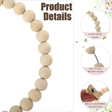 Sieral 2 Pieces Boho Towel Rack Rustic Handmade Wood Ring Wooden Hand Stand Wall Mounted Farmhouse Holder Decorative Decor for Bathroom Kitchen Wall, About 19 cm/ 7.48 inches