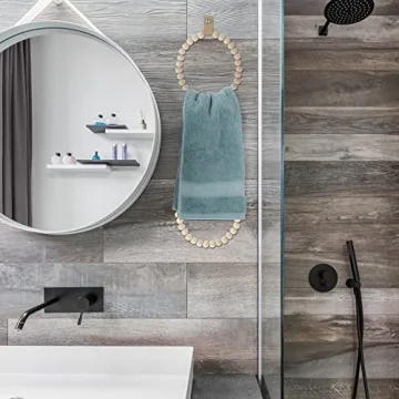 Sieral 2 Pieces Boho Towel Rack Rustic Handmade Wood Ring Wooden Hand Stand Wall Mounted Farmhouse Holder Decorative Decor for Bathroom Kitchen Wall, About 19 cm/ 7.48 inches