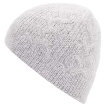EASTER BARTHE Womens Grey Cashmere Beanie Hat Winter Warm Knit Beanie Skull Cap Ski Hat for Women (Grey)