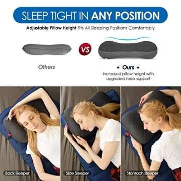 Hikenture Ultralight Inflatable Pillow with Removable Cover for Neck Lumber Support - Upgrade Washable Travel Air Pillows for Camping, Hiking, Backpacking (Grey)
