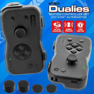 Nyko Dualies Controller Set for Nintendo Switch -Black: Comfortable, Responsive, and Precise Wireles...