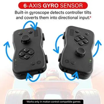Nyko Dualies Controller Set for Nintendo Switch -Black: Comfortable, Responsive, and Precise Wireless Gaming with Motion Control, USB C Charge Cable. Joycon Alternative