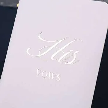 AKITSUMA Vow Books, Set of 2, His and Her Vow Books with Gold Metal Words, Wedding Vows Booklet, Wedding Keepsake, Gift for Wedding (White)