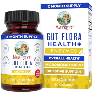 MaryRuth Organics Gut Flora Health+ Enzymes | Up to 2 Month Supply | Prebiotic Probiotic Digestive E...