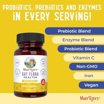 MaryRuth Organics Gut Flora Health+ Enzymes for Digestive Support