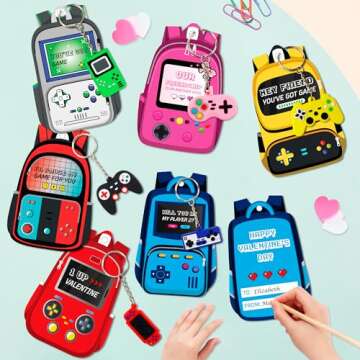 30 Pcs Kids Valentines Day Cards Gifts with Keychains