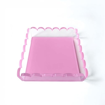 Stylish Pink Acrylic Scalloped Tray | 8x8 inches