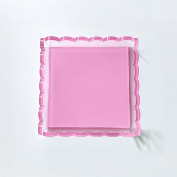 Stylish Pink Acrylic Scalloped Tray | 8x8 inches