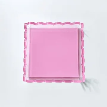 Stylish Pink Acrylic Scalloped Tray | 8x8 inches