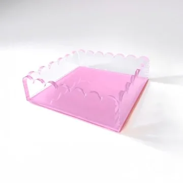Stylish Pink Acrylic Scalloped Tray | 8x8 inches