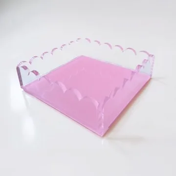 Stylish Pink Acrylic Scalloped Tray | 8x8 inches