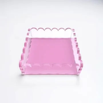 Stylish Pink Acrylic Scalloped Tray | 8x8 inches