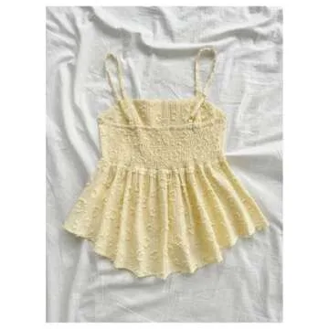 GORGLITTER Women's Asymmetrical Peplum Tops Ruffle Open Back Sleeveless Textured Strappy Cami Going ...