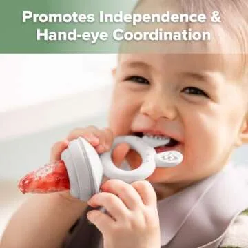 Haakaa Baby Fruit Food Feeder & Mini Freezer Nibble Tray Combo, Breastmilk Popsicle Molds for Baby Cooling Relief, BPA Free Silicone Feeder for Safe Infant Self Feeding, 4 Month+ (Slate Grey)