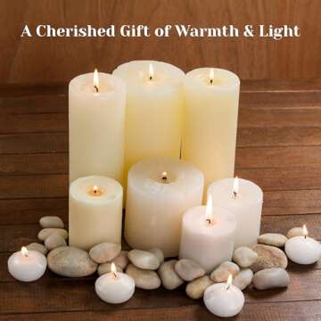 Ivory Pillar Candles Set of 3 - Dripless & Decorative