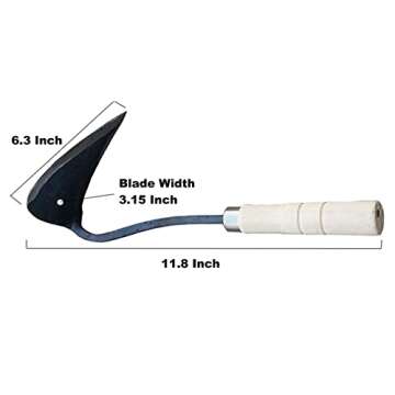 JOVELY Premium Forged Gardening Hand Plow Hoe, Korean Daejanggan Style Ho-Mi(Weeding Sickle) for EZ ...